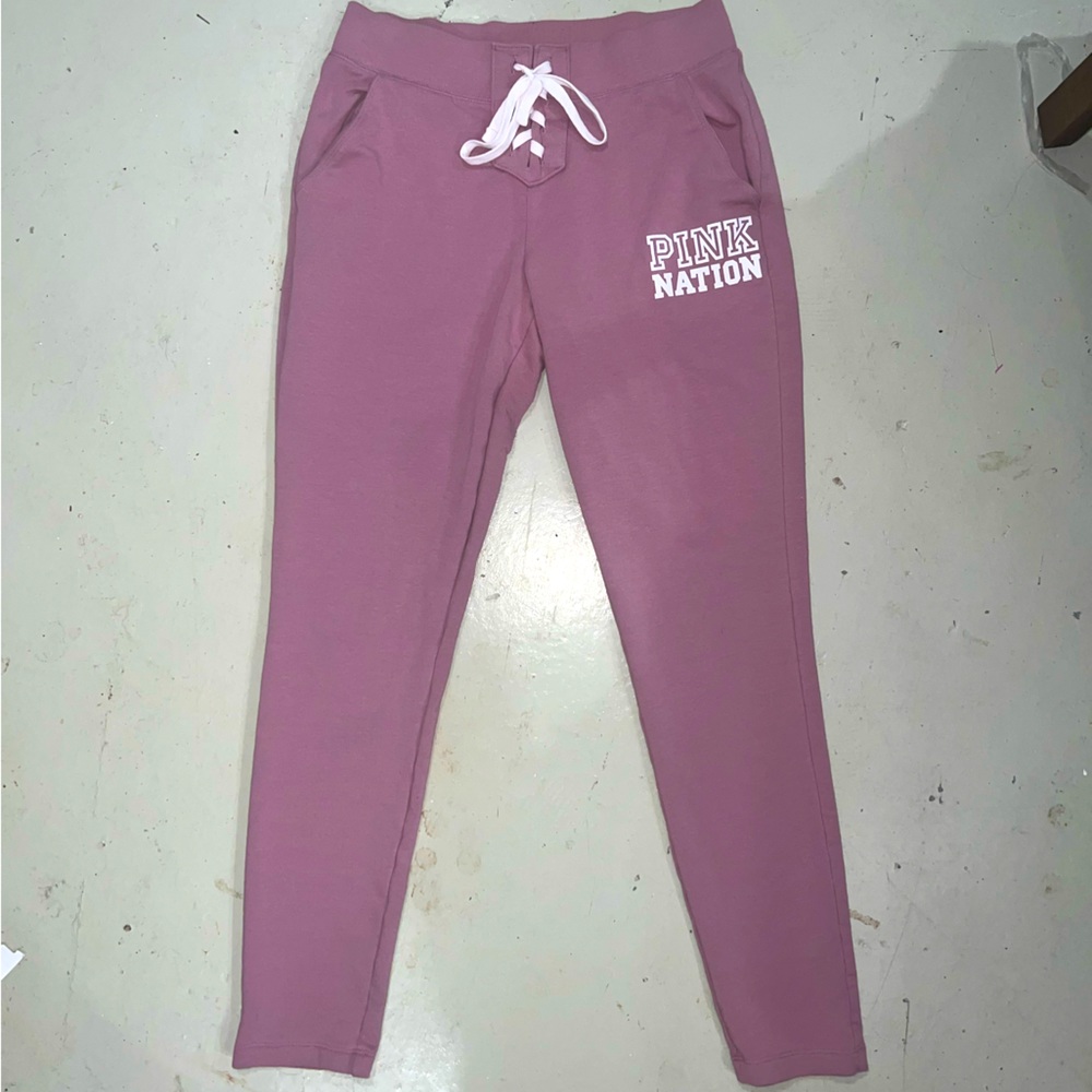 Victoria Secret PINK Drawstring Logo Sweatpants Mauve Pink Size Small